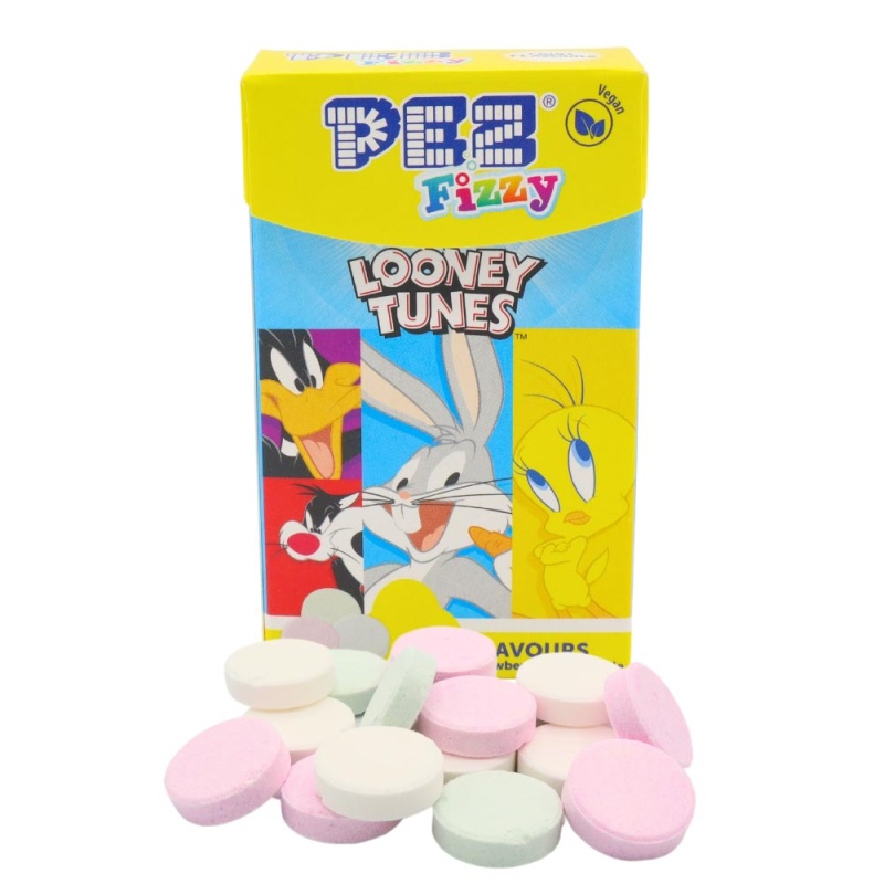 Looney Tunes PEZ Fizzy Fruit Sweets Flip Top Box 30g